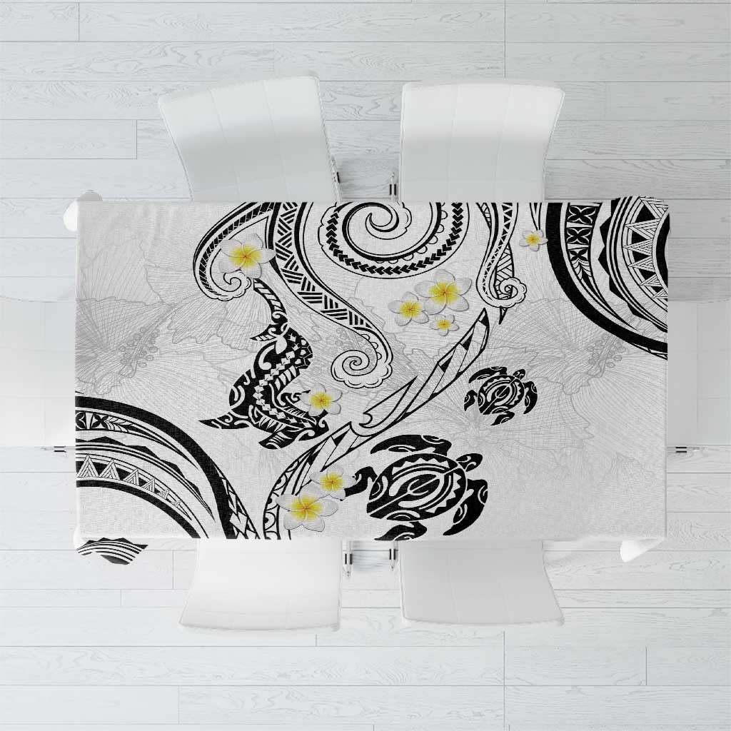 Polynesia Tribal Tablecloth White Plumeria Tentacles