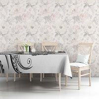 Polynesia Tribal Tablecloth White Plumeria Tentacles