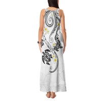 Polynesia Tribal Tank Maxi Dress White Plumeria Tentacles