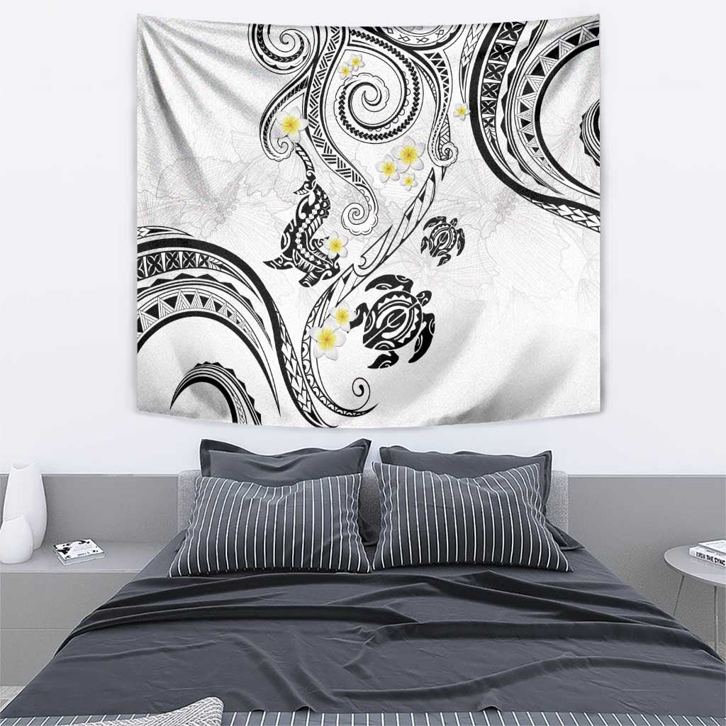 Polynesia Tribal Tapestry White Plumeria Tentacles LT7 - Polynesian Pride
