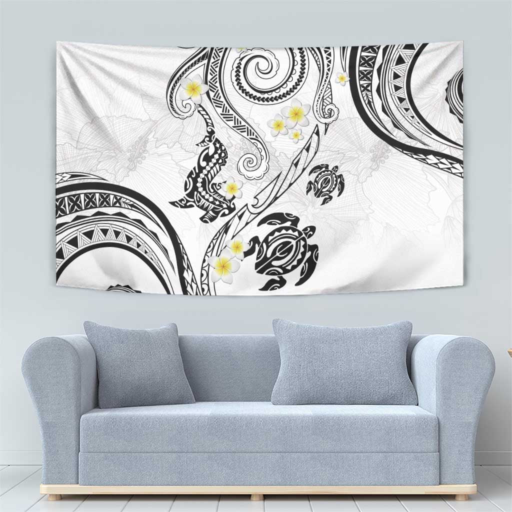 Polynesia Tribal Tapestry White Plumeria Tentacles LT7 - Polynesian Pride