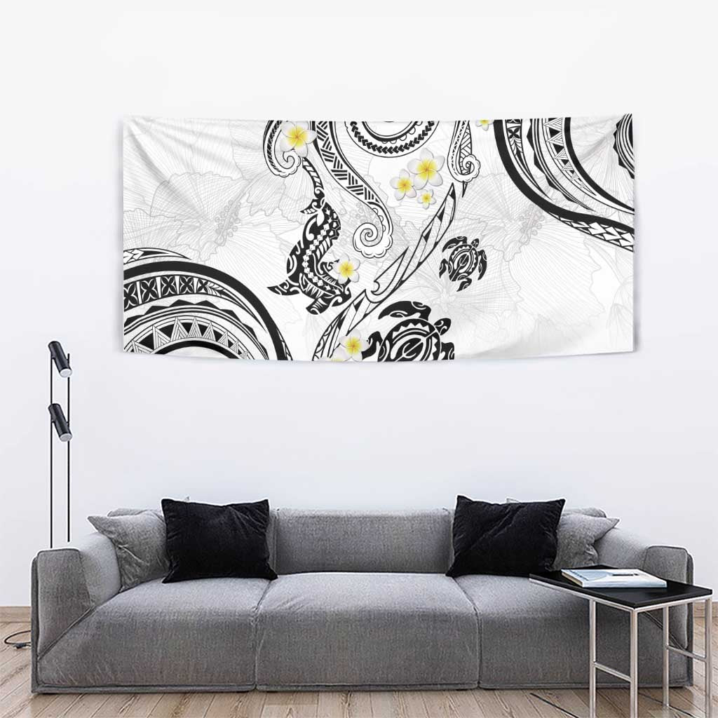 Polynesia Tribal Tapestry White Plumeria Tentacles LT7 - Polynesian Pride