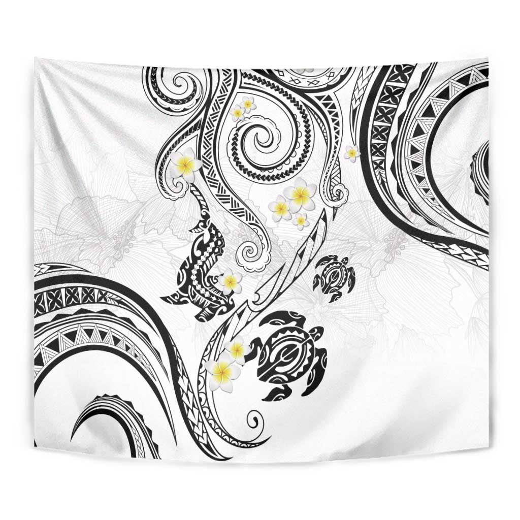 Polynesia Tribal Tapestry White Plumeria Tentacles LT7 - Polynesian Pride