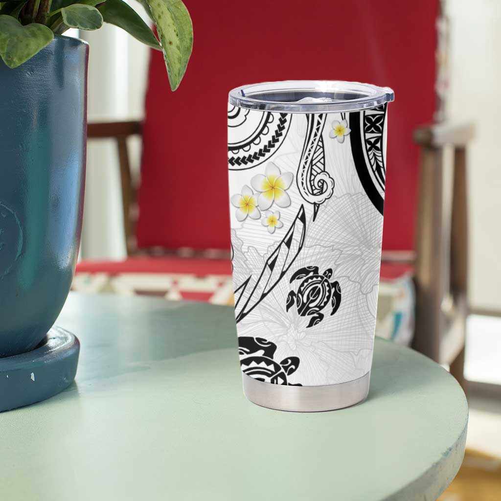 Polynesia Tribal Tumbler Cup White Plumeria Tentacles