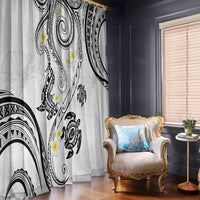 Polynesia Tribal Window Curtain White Plumeria Tentacles