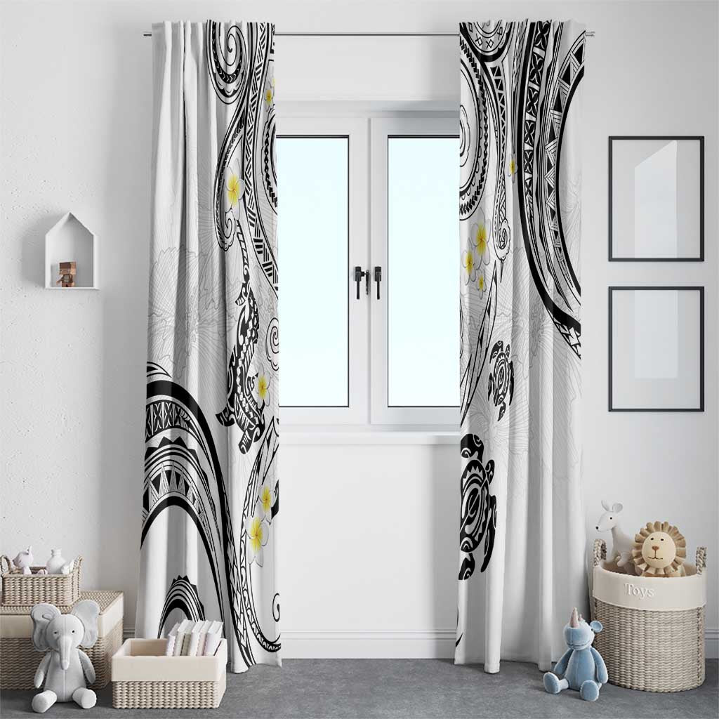Polynesia Tribal Window Curtain White Plumeria Tentacles