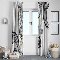 Polynesia Tribal Window Curtain White Plumeria Tentacles