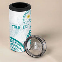 Polynesia Tribal 4 in 1 Can Cooler Tumbler Teal Plumeria Tentacles