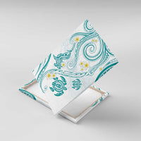 Polynesia Tribal Canvas Wall Art Teal Plumeria Tentacles