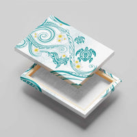 Polynesia Tribal Canvas Wall Art Teal Plumeria Tentacles