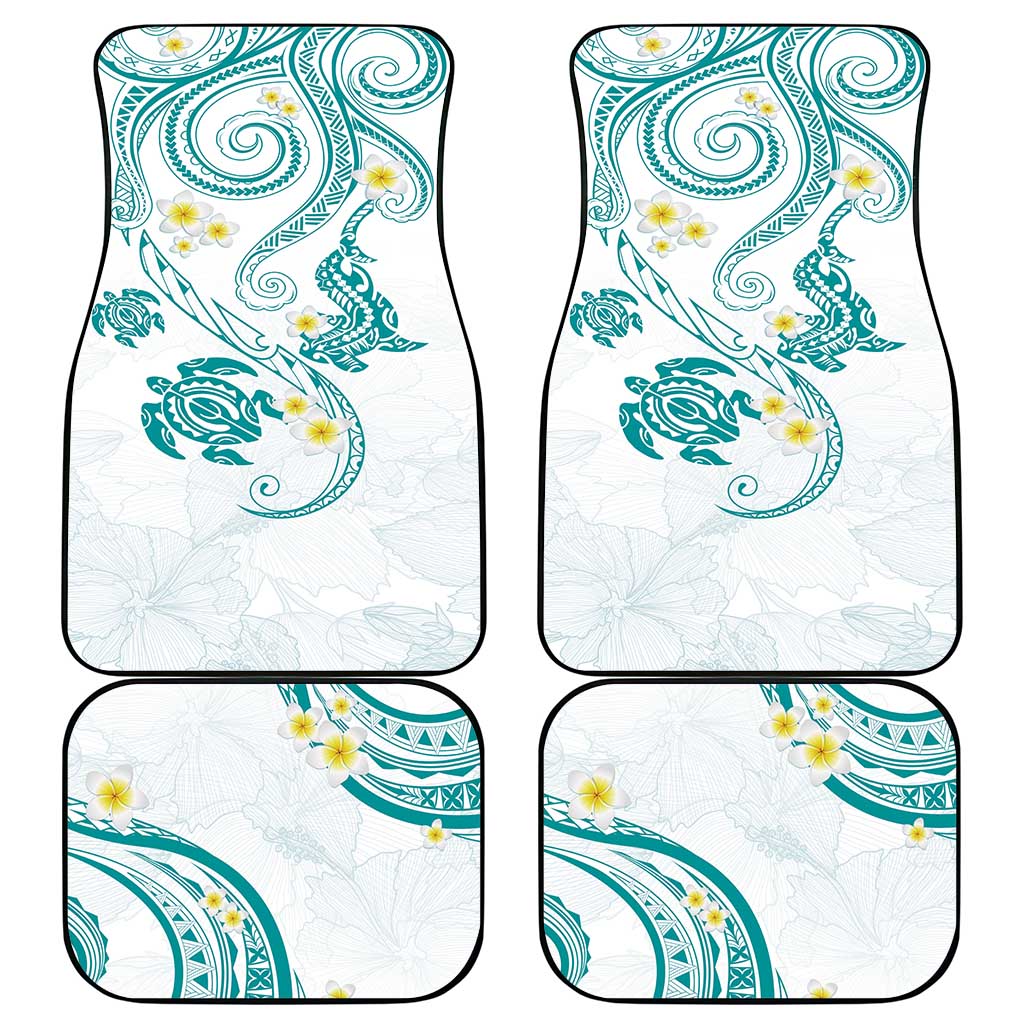 Polynesia Tribal Car Mats Teal Plumeria Tentacles