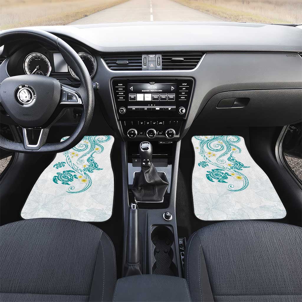 Polynesia Tribal Car Mats Teal Plumeria Tentacles