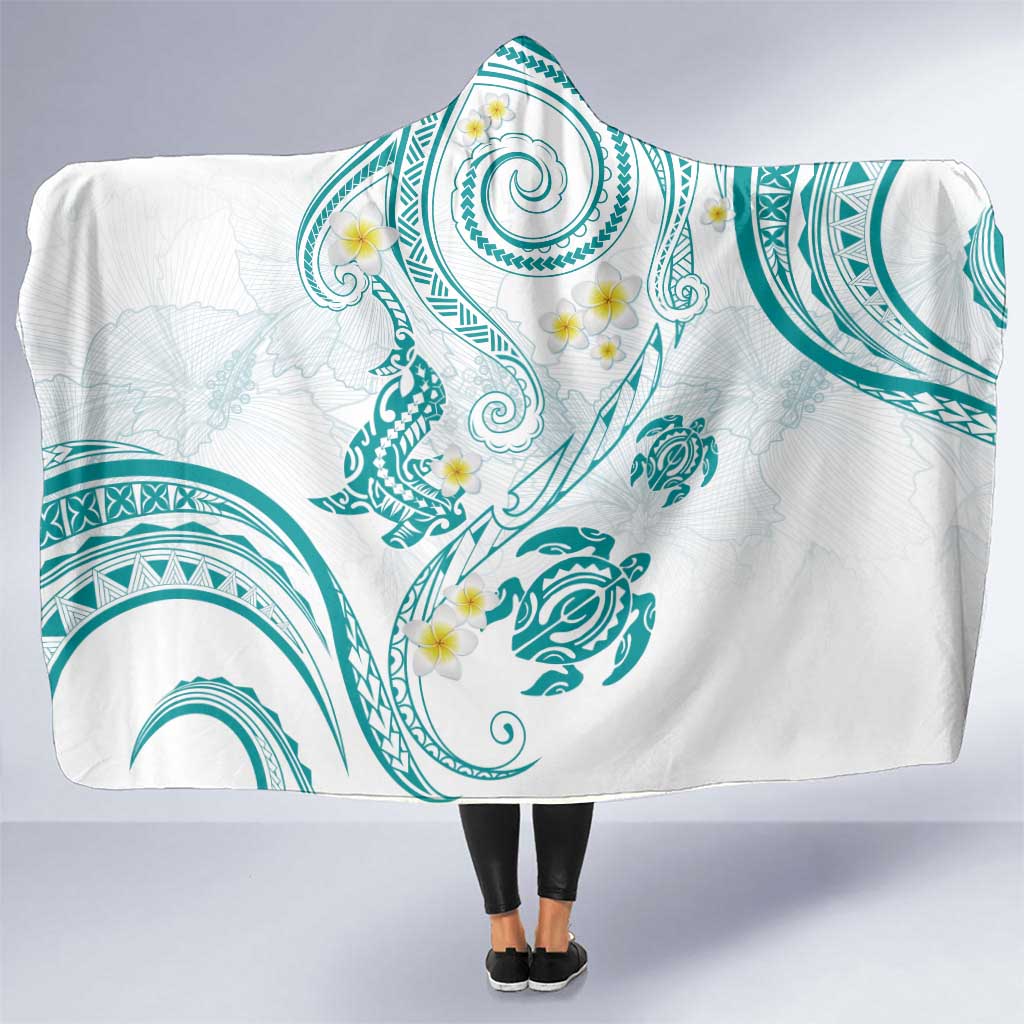 Polynesia Tribal Hooded Blanket Teal Plumeria Tentacles LT7 One Size Teal - Polynesian Pride