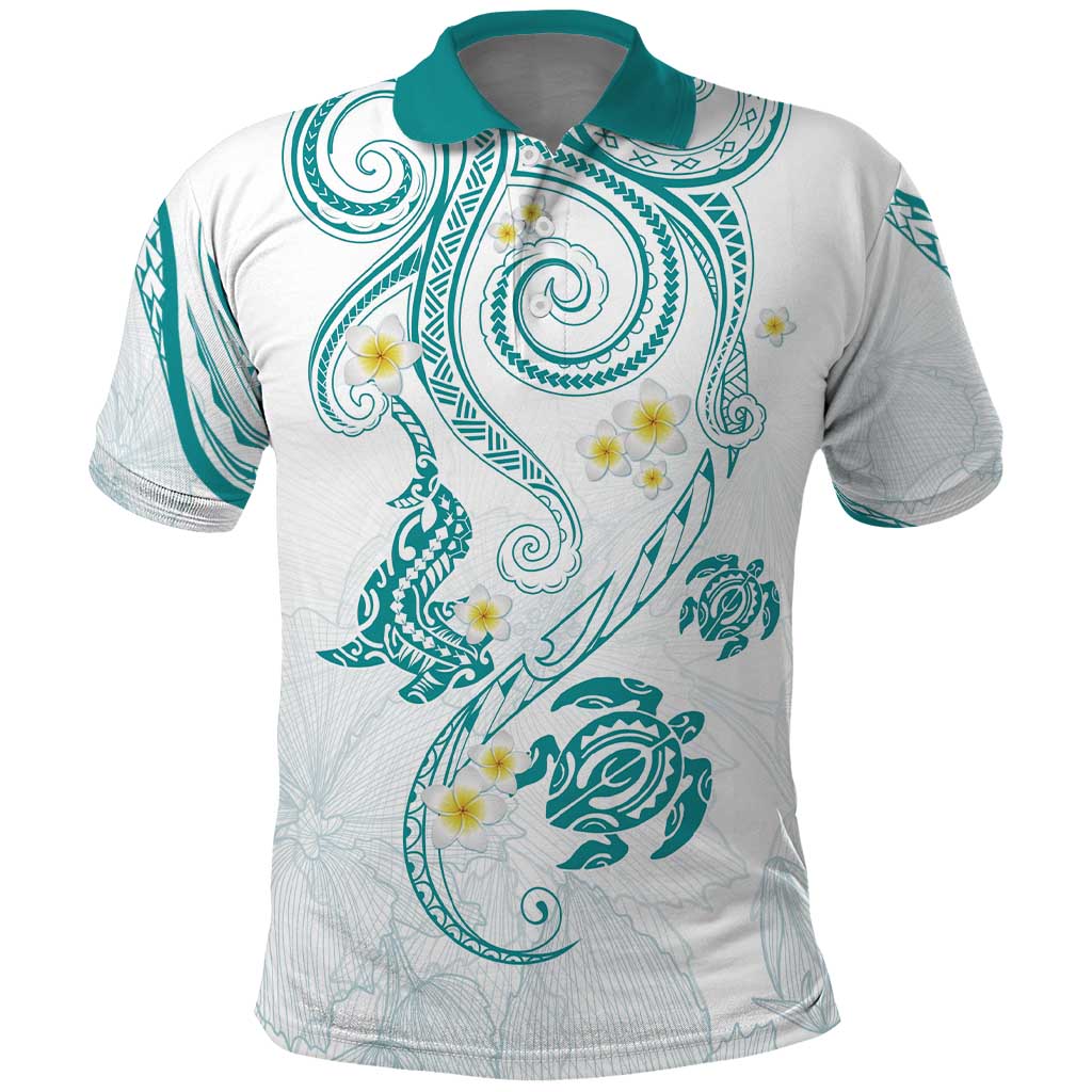 Polynesia Tribal Polo Shirt Teal Plumeria Tentacles LT7 Teal - Polynesian Pride
