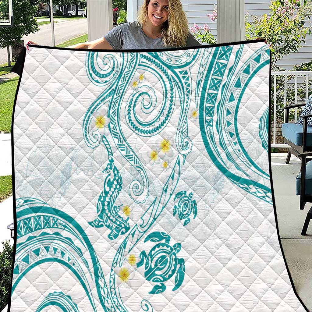 Polynesia Tribal Quilt Teal Plumeria Tentacles LT7 Teal - Polynesian Pride