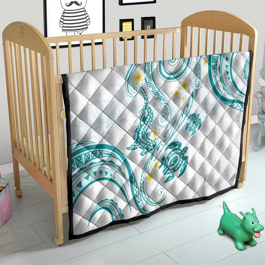 Polynesia Tribal Quilt Teal Plumeria Tentacles LT7 - Polynesian Pride