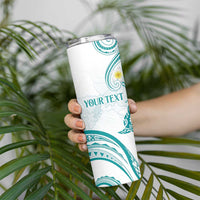 Polynesia Tribal Skinny Tumbler Teal Plumeria Tentacles