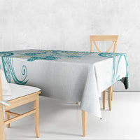 Polynesia Tribal Tablecloth Teal Plumeria Tentacles