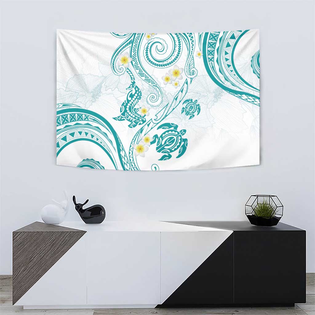 Polynesia Tribal Tapestry Teal Plumeria Tentacles LT7 - Polynesian Pride