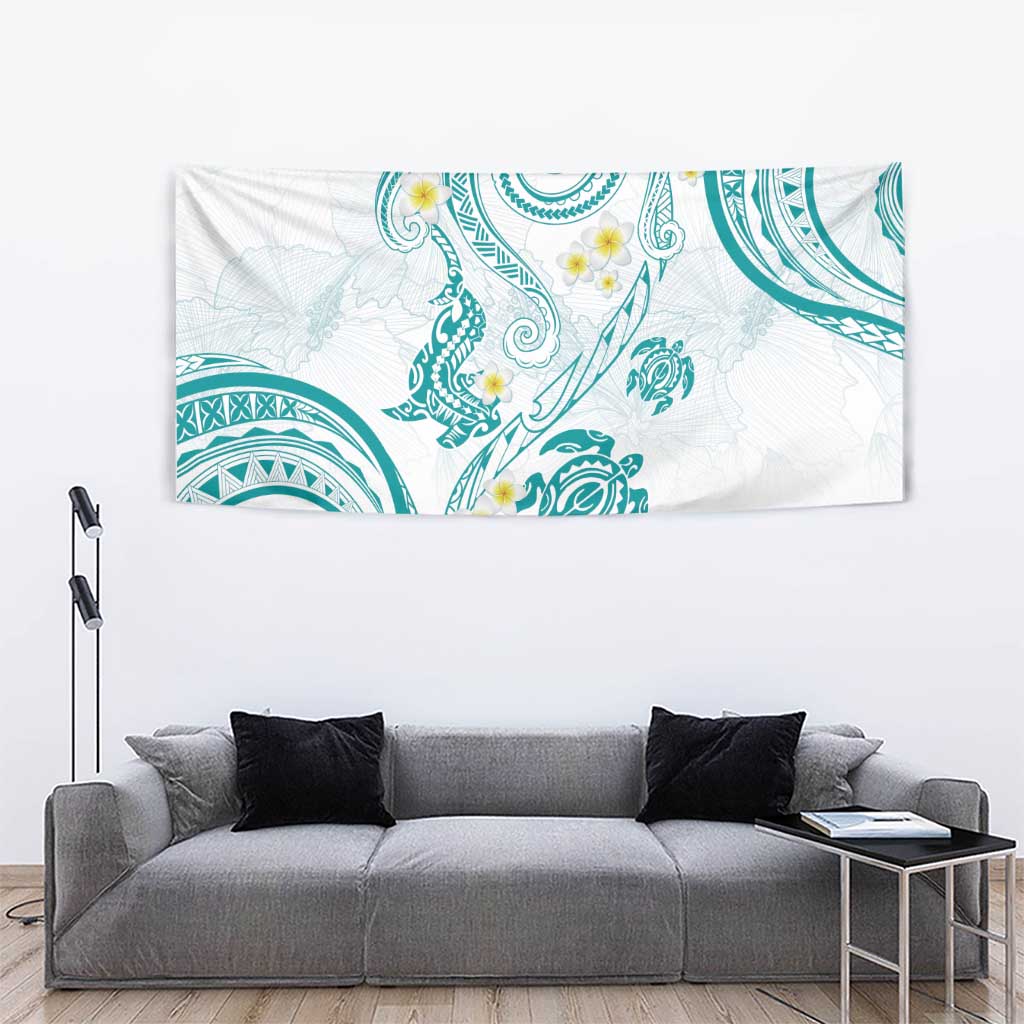 Polynesia Tribal Tapestry Teal Plumeria Tentacles LT7 - Polynesian Pride