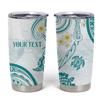 Polynesia Tribal Tumbler Cup Teal Plumeria Tentacles