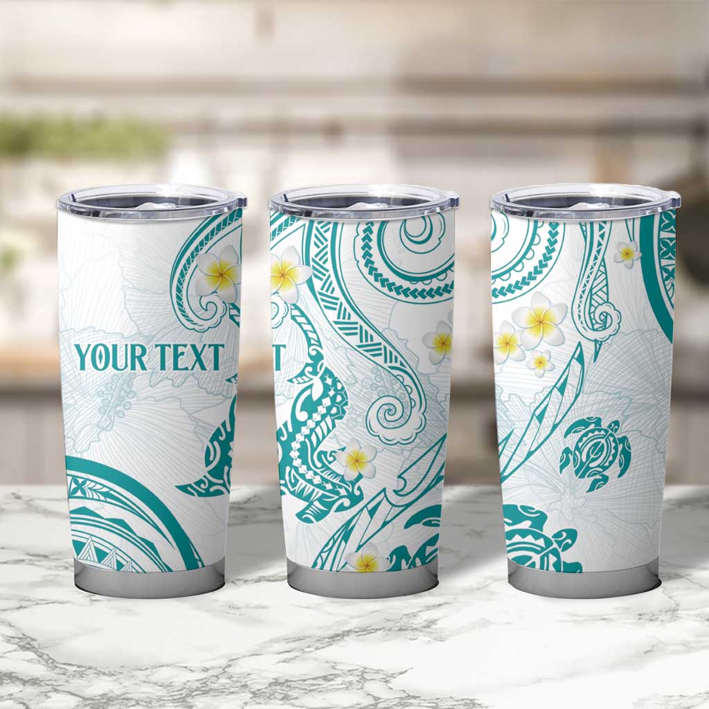 Polynesia Tribal Tumbler Cup Teal Plumeria Tentacles