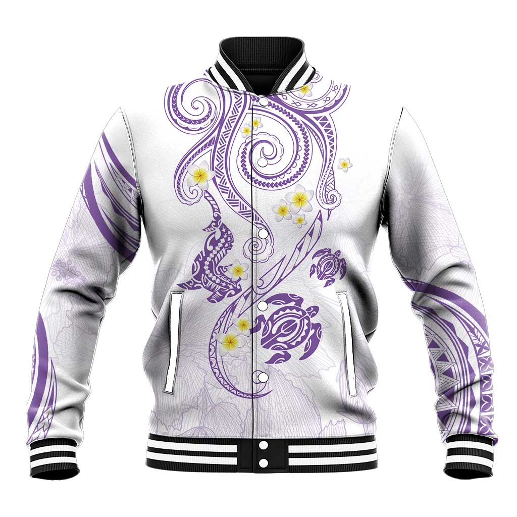 Polynesia Tribal Baseball Jacket Lilac Plumeria Tentacles LT7 Unisex Lilac - Polynesian Pride