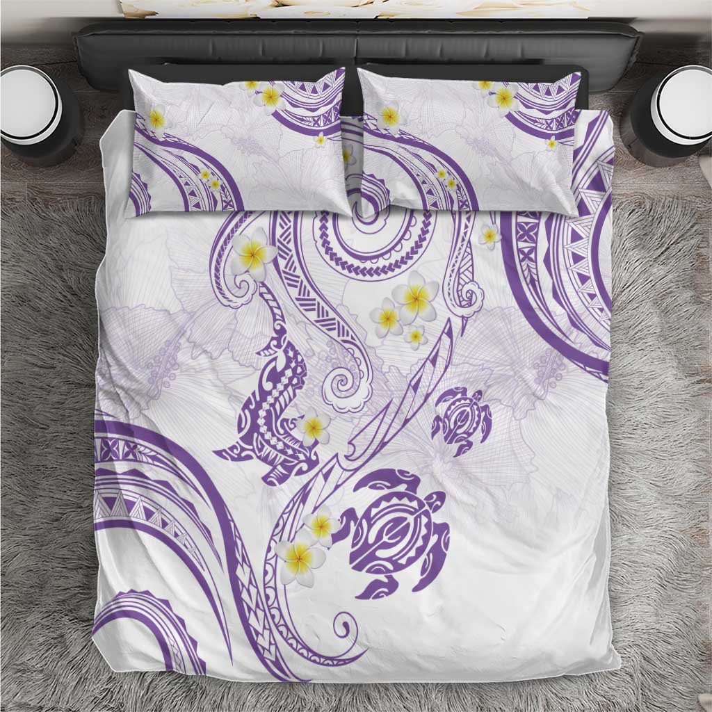 Polynesia Tribal Bedding Set Lilac Plumeria Tentacles