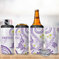 Polynesia Tribal 4 in 1 Can Cooler Tumbler Lilac Plumeria Tentacles