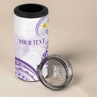 Polynesia Tribal 4 in 1 Can Cooler Tumbler Lilac Plumeria Tentacles