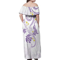 Polynesia Tribal Family Matching Off Shoulder Maxi Dress and Hawaiian Shirt Lilac Plumeria Tentacles