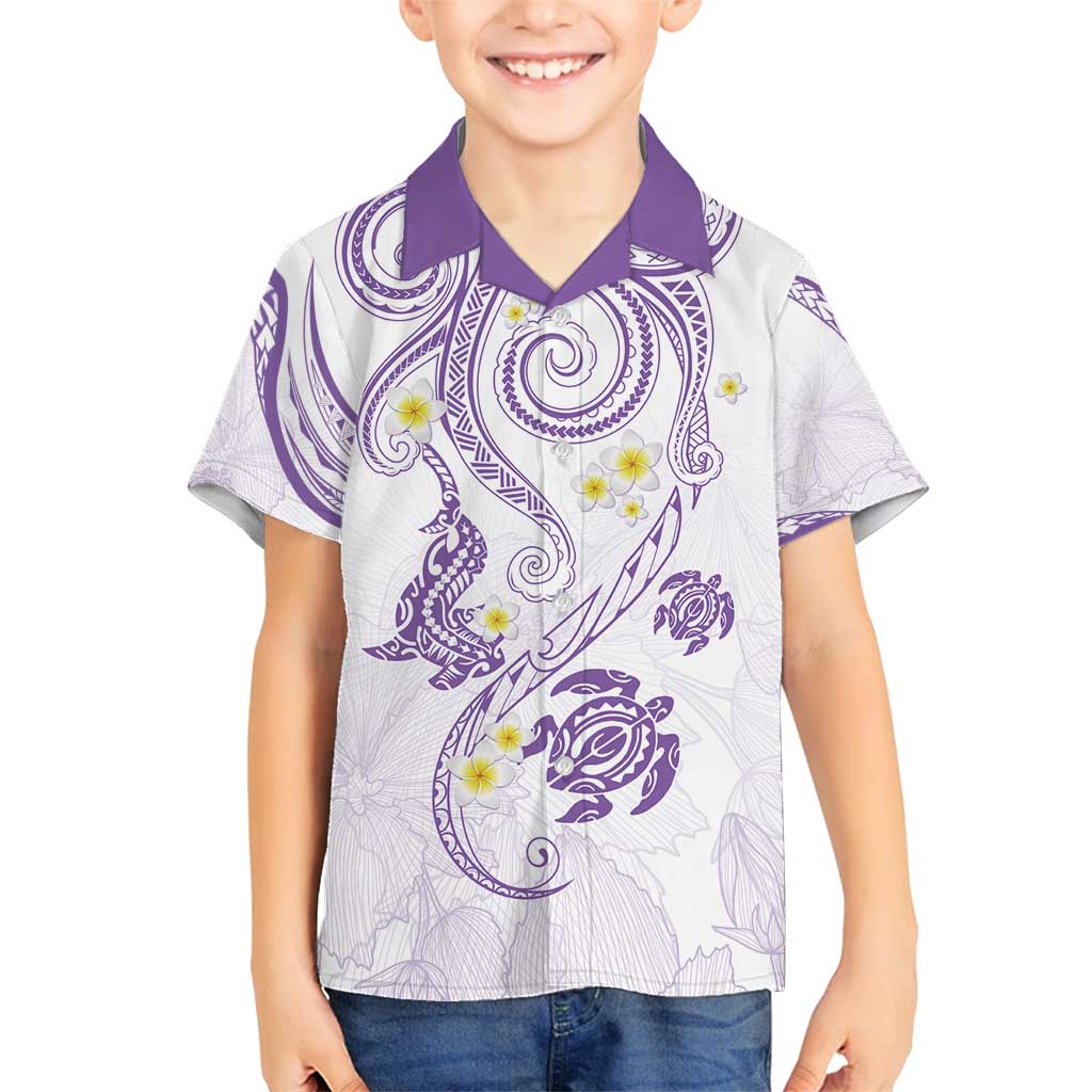 Polynesia Tribal Family Matching Puletasi and Hawaiian Shirt Lilac Plumeria Tentacles