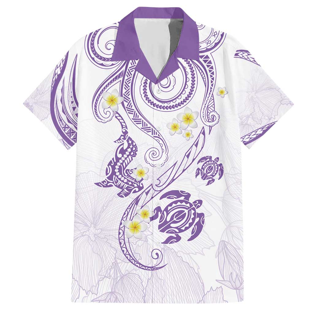 Polynesia Tribal Family Matching Short Sleeve Bodycon Dress and Hawaiian Shirt Lilac Plumeria Tentacles