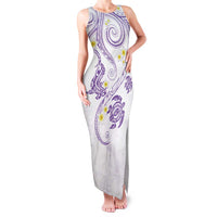Polynesia Tribal Family Matching Tank Maxi Dress and Hawaiian Shirt Lilac Plumeria Tentacles