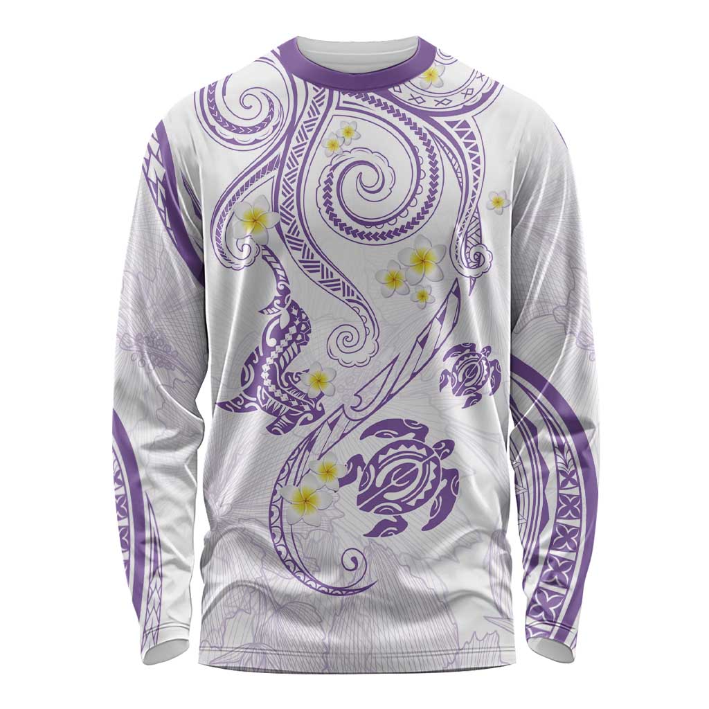 Polynesia Tribal Long Sleeve Shirt Lilac Plumeria Tentacles