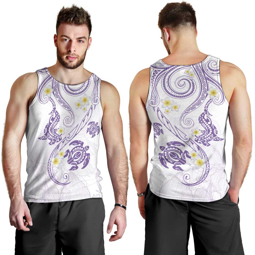 Polynesia Tribal Men Tank Top Lilac Plumeria Tentacles