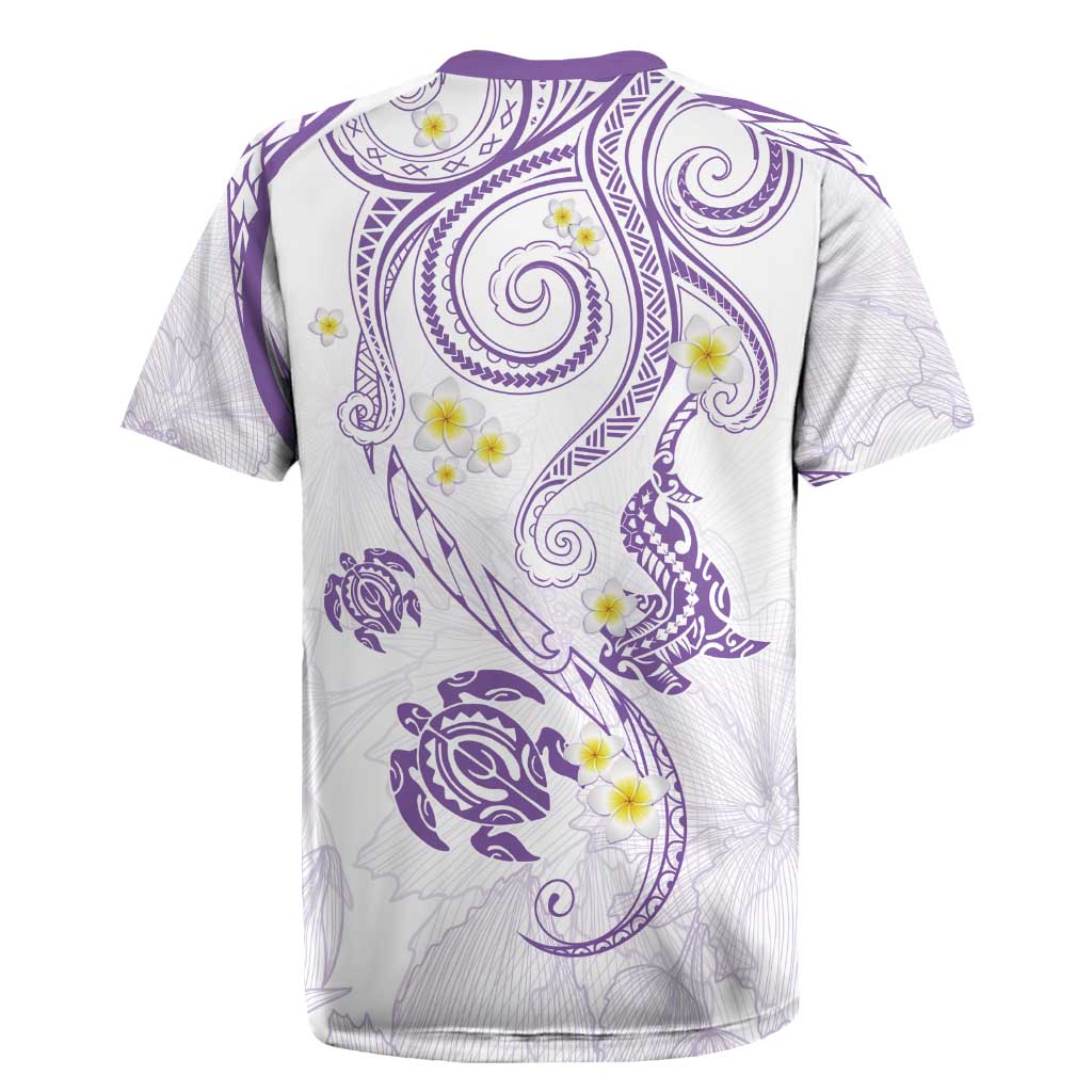 Polynesia Tribal Rugby Jersey Lilac Plumeria Tentacles