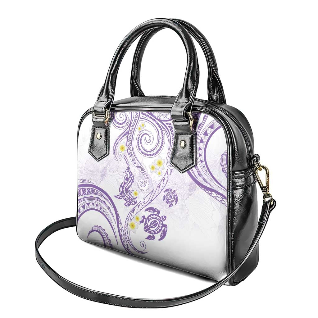 Polynesia Tribal Shoulder Handbag Lilac Plumeria Tentacles