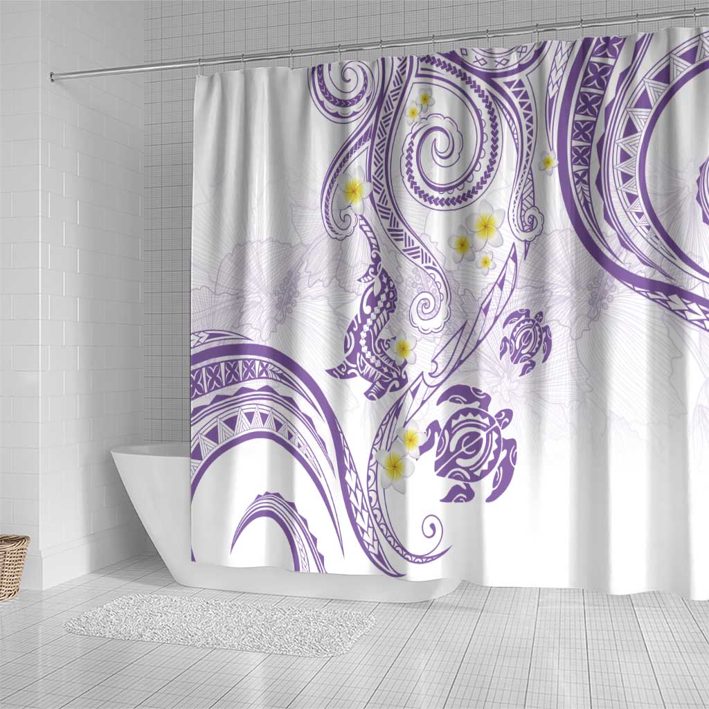 Polynesia Tribal Shower Curtain Lilac Plumeria Tentacles
