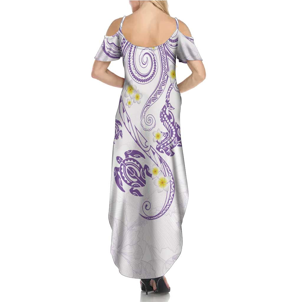 Polynesia Tribal Summer Maxi Dress Lilac Plumeria Tentacles