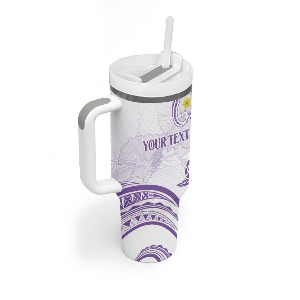 Polynesia Tribal Tumbler With Handle Lilac Plumeria Tentacles