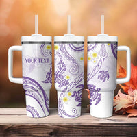 Polynesia Tribal Tumbler With Handle Lilac Plumeria Tentacles