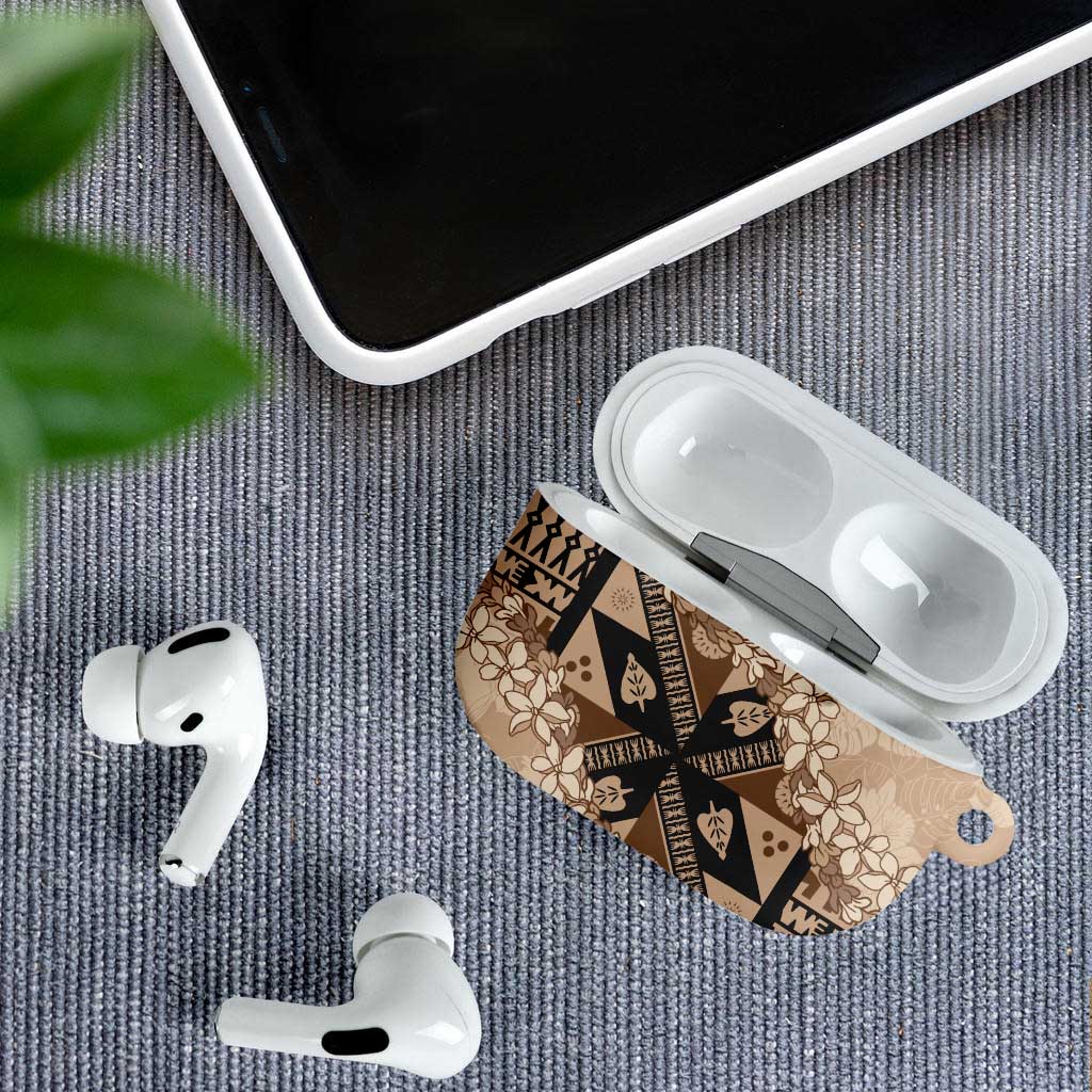 Bula Fiji Plumeria Tagimoucia Salusalu Beige AirPods Case Kaiviti Masi LT7 - Polynesian Pride