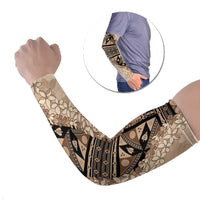 Bula Fiji Plumeria Tagimoucia Salusalu Beige Arm Sleeves Kaiviti Masi LT7 Set of 2 Beige - Polynesian Pride