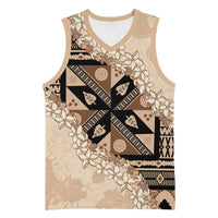 Bula Fiji Plumeria Tagimoucia Salusalu Beige Basketball Jersey Kaiviti Masi LT7 Unisex Beige - Polynesian Pride