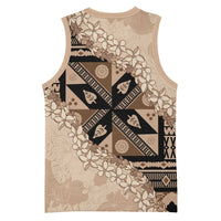 Bula Fiji Plumeria Tagimoucia Salusalu Beige Basketball Jersey Kaiviti Masi LT7 - Polynesian Pride