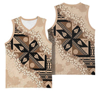 Bula Fiji Plumeria Tagimoucia Salusalu Beige Basketball Jersey Kaiviti Masi LT7 - Polynesian Pride