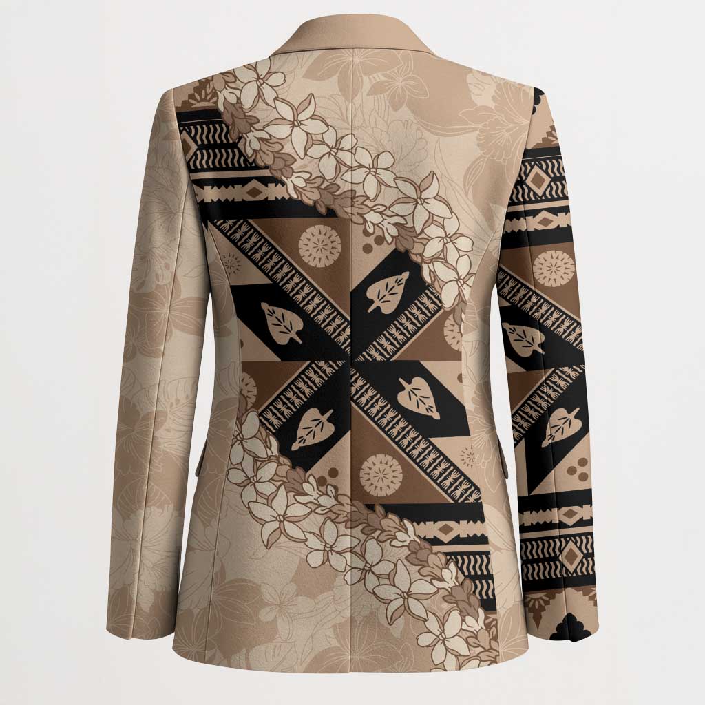 Bula Fiji Plumeria Tagimoucia Salusalu Beige Blazer Kaiviti Masi LT7 - Polynesian Pride