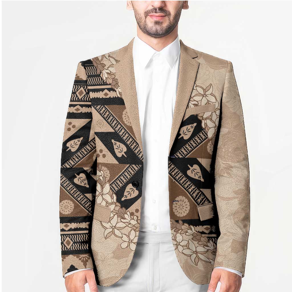 Bula Fiji Plumeria Tagimoucia Salusalu Beige Blazer Kaiviti Masi LT7 - Polynesian Pride