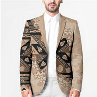 Bula Fiji Plumeria Tagimoucia Salusalu Beige Blazer Kaiviti Masi LT7 - Polynesian Pride